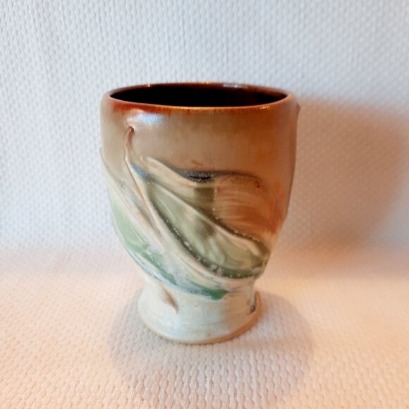 Unique Art Pottery Vase or Cup, 4 1/8" T - Picture 3 of 8